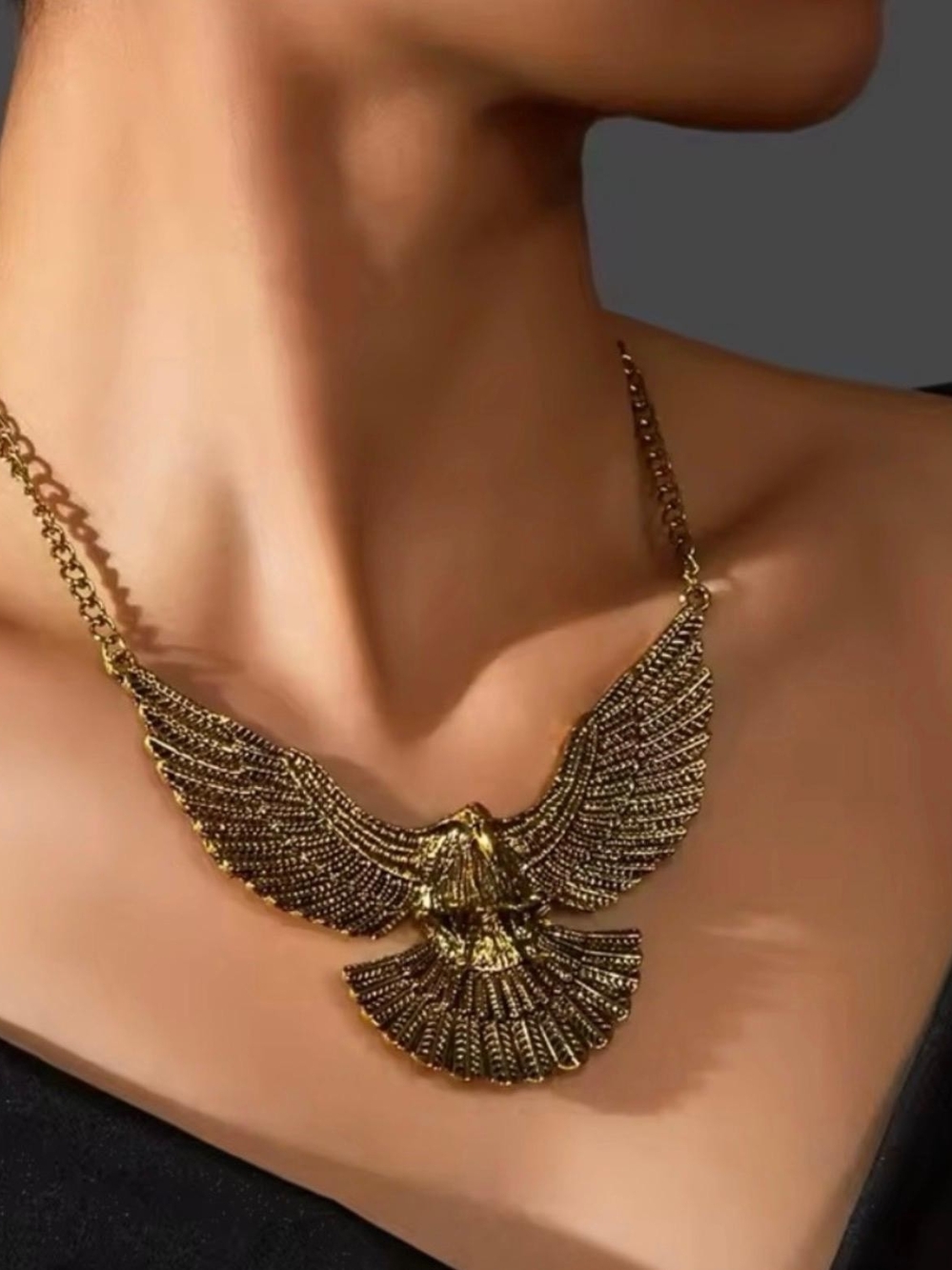 Gold Eagle Wings Statement Necklace